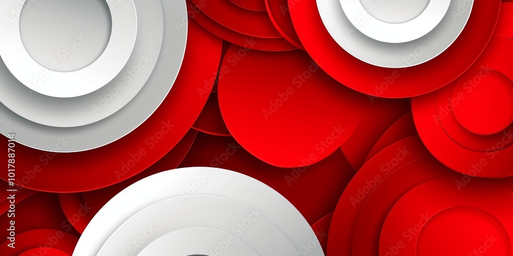 Aufkleber abstract red and white background with geometric shape overlap layers. modern banner template design