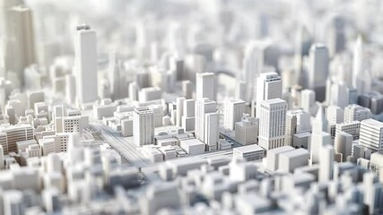 Mini city model, white building, The buildings and roads on white background, 3d rendering	