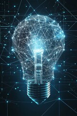 Abstract Polygonal Light Bulb On Circuit Board, Technological Innovation And Creativity Concept.