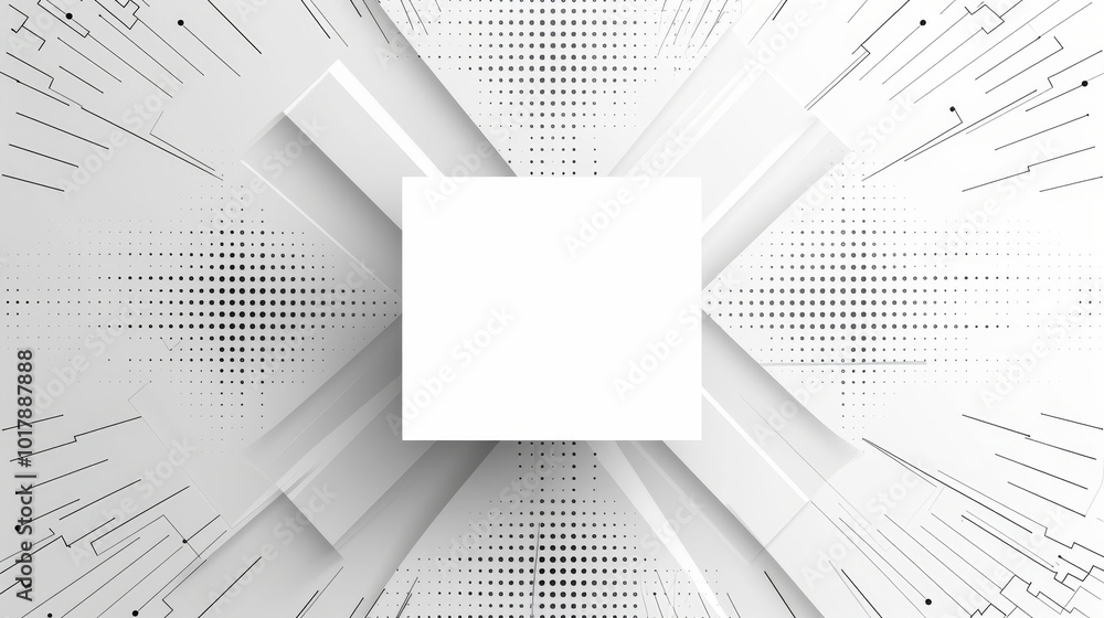 Poster abstract modern white and gray square shape background with halftone dots decoration. trendy simple 
