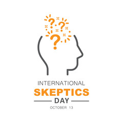 International Skeptics Day, head with question marks.