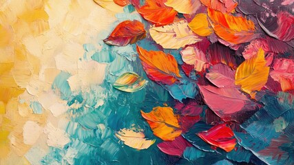 紅葉の油絵背景_2