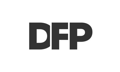 DFP logo design template with strong and modern bold text. Initial based vector logotype featuring simple and minimal typography. Trendy company identity.
