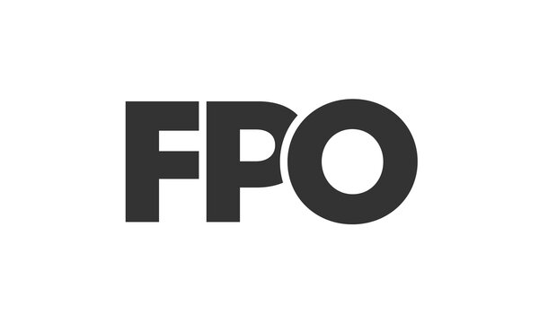 FPO logo design template with strong and modern bold text. Initial based vector logotype featuring simple and minimal typography. Trendy company identity.