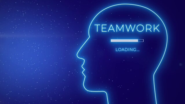 Innovative Business-minded Human Head Outline Loading Teamwork Concept. graphic background 