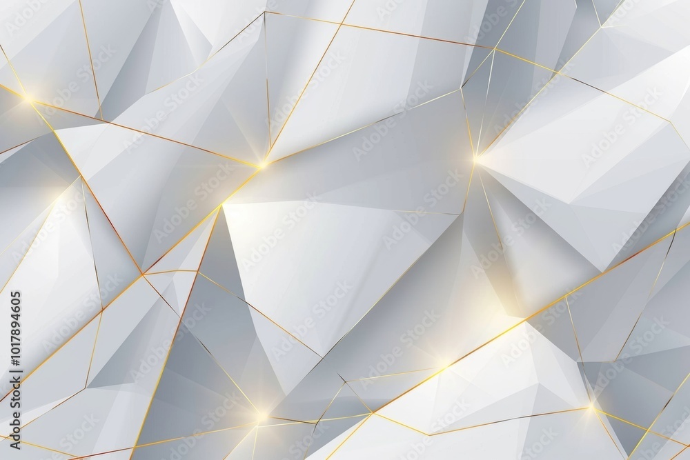 Poster modern abstract light silver background . elegant concept design with geometric triangles with golde