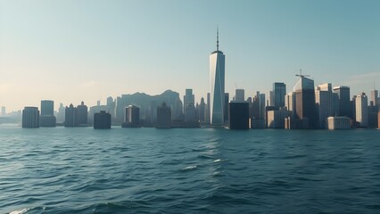 Fototapeta premium Skyscrapers Rise From Ocean