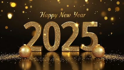 Festive New Year 2025 Celebration with Golden Sparkles