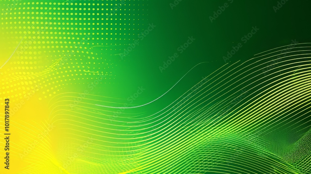 Aufkleber abstract green and yellow gradient background with wave lines. modern simple dynamic circles shapes 