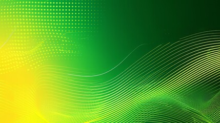 Abstract green and yellow gradient background with wave lines. Modern simple dynamic circles shapes element with halftone decoration. Suit for website, poster, banner, presentation, Generative AI