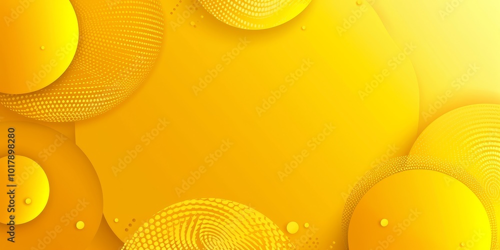 Aufkleber abstract bright yellow circles geometric shape background with halftone dots decoration. modern simp