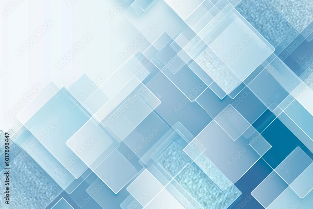 Poster abstract light blue geometric square shapes background. modern simple overlapping white square textu