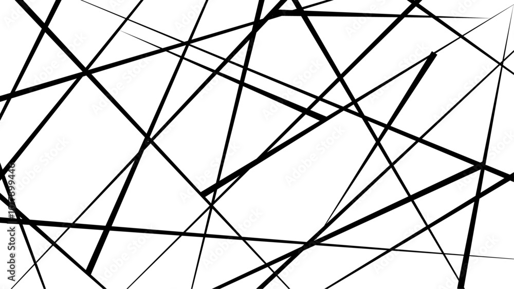 Poster random chaotic lines abstract geometric pattern. black line vector art