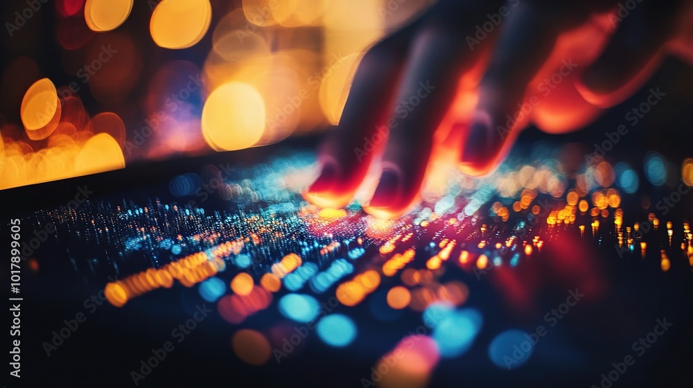 Poster abstract touch interaction with colorful lights