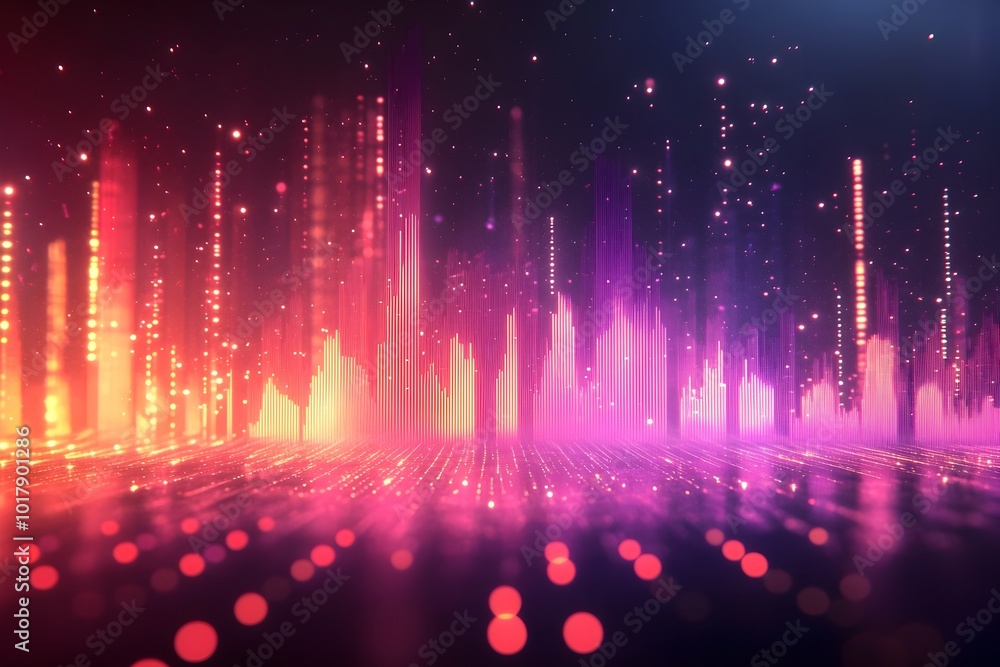 Poster captivating abstract background with neon equalizer effect and glowing sound waves