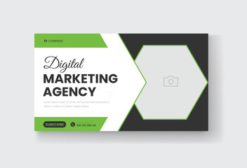 Corporate business and digital marketing youtube thumbnail or web banner template