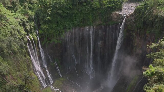 Wonderful Waterfalls Tumpak Sewu of East Java Indonesia aerial landscape travel destination of most populated world Island