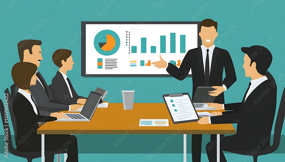 Poster Business Presentation with Chart and Data Analysis