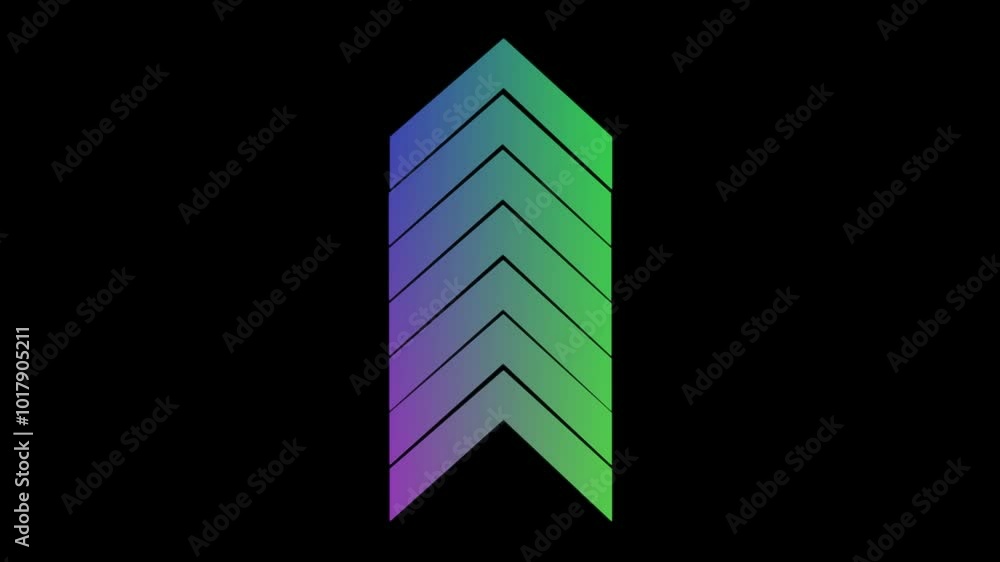 Poster animation of sweep arrow icon, upward and transparent with black background with up pointing arrow i