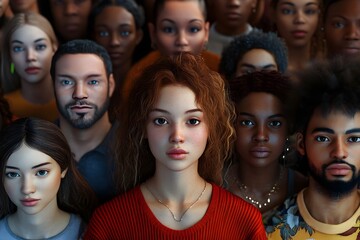 Obraz premium Diverse group of multicultural people, showcasing a wide range of ethnicities and backgrounds