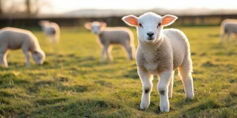 Obraz premium A rural scene in the Scottish Lowlands, where Texel lamb farming is integral to the local economy