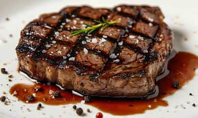 Creative Steak Illustrations and Close-Up Shots: Realistic, Doodle, and 2D Styles on White Background