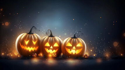 Halloween event background with charming  pumpkins. Premium for banners, posters, greetings and Halloween celebrations 