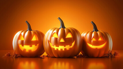 Halloween event background with charming  pumpkins. Premium for banners, posters, greetings and Halloween celebrations 