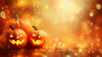 Halloween event background with charming  pumpkins. Premium for banners, posters, greetings and Halloween celebrations 