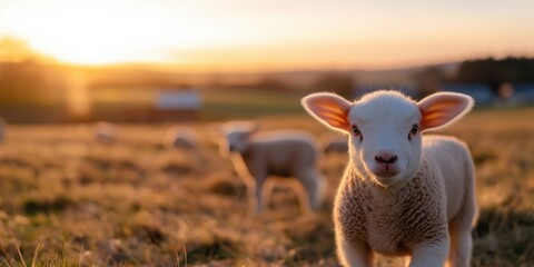 Obraz premium A rural scene in the Scottish Lowlands, where Texel lamb farming is integral to the local economy