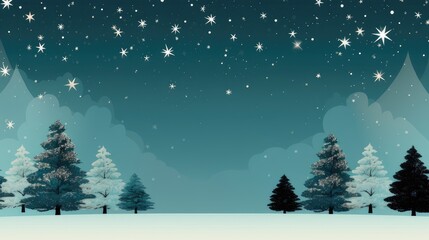 winter landscape. a card with snow fir trees and a place for text