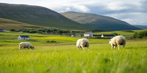 Obraz premium A Texel lamb farm in the Scottish Lowlands
