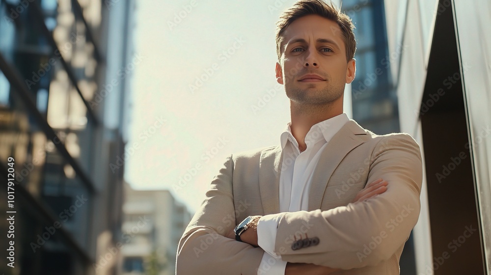 Wall mural Confident Businessman in Urban Setting