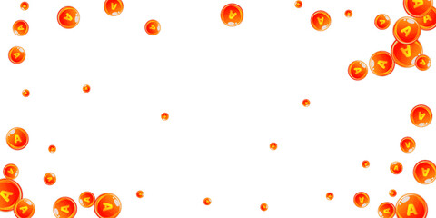 Vitamin A round capsules scattered randomly.