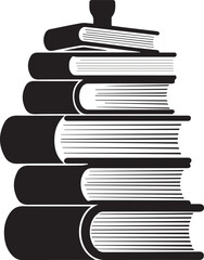 Vector silhouette style. A minimalist, black and white icon of a simple book stack Art & Illustration
