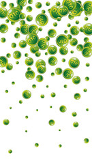Vitamin Q10 round capsules scattered randomly.