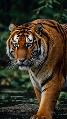 Obraz premium Powerful Bengal Tiger Walking in Its Habitat