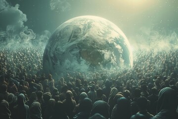 Planet and many people, overpopulation