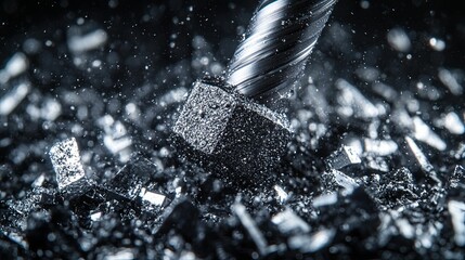 Drill Bit Cutting Through Metal With Sparks Flying