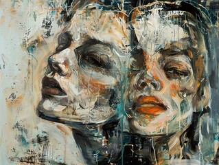 Abstract Portrait of Two Faces: A Study in Expression and Connection