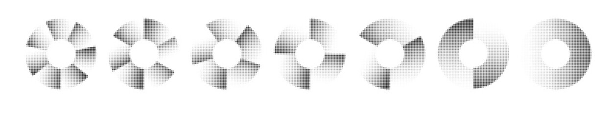 Circular Graphic Elements. Glitch Halftone Texture . Vector
