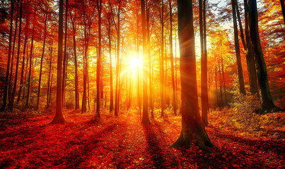 Fototapeta premium Dreamlike Landscapes and Mystical Gardens with Vibrant Flowers and Glowing Nature