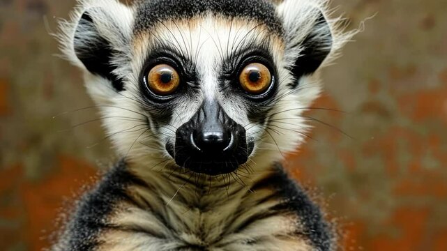 Expressive animal faces, a lemur with wide eyes, showing surprise.
