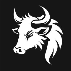 Bold Bull Head Silhouette with Strong Horns