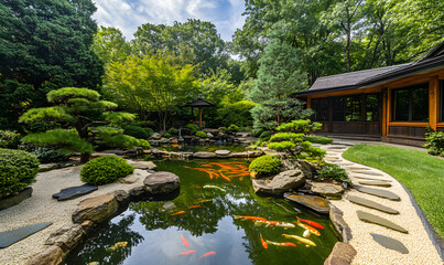 Fototapeta premium Dreamlike Landscapes and Mystical Gardens with Vibrant Flowers and Glowing Nature