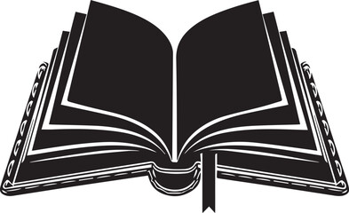 Vector silhouette style. A minimalist, black and white icon of a simple book stack Art & Illustration
