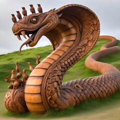 Serpente di legno scultura