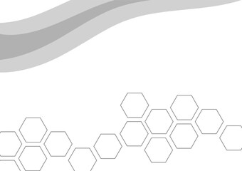 Abstract black waving and curve line technology and hexagonal geometric on white  Background.  For backdrop, book cover or banner. Science, sound and hi-tech.