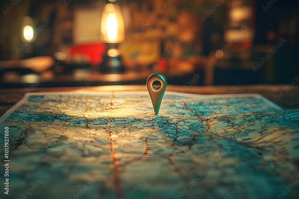 Aufkleber pinpointing a location on a map journey of adventure discovery and navigation