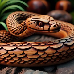 Serpente di legno scultura